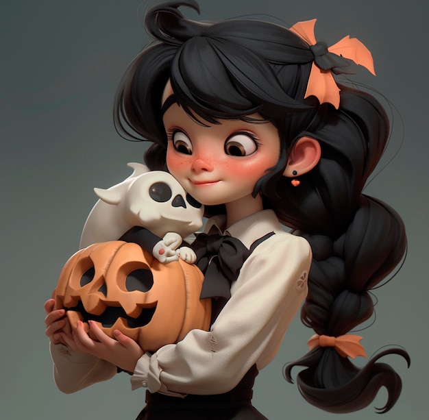 Halloween-Mädchen als Disney-Pixar-Animationsstil 3D