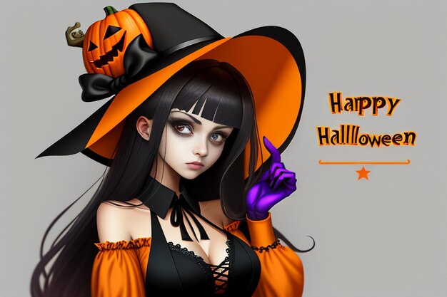 Halloween-Mädchen, das Halloween-Geschenk-Ereignis-Promo-Tapeten-Hintergrundillustration gibt