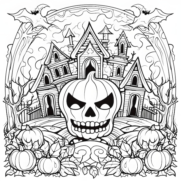 Halloween-Malseite schwarz-weiß