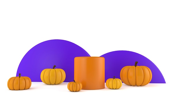 Halloween-minimale Produktphase für Produkte mit orangefarbenen Kürbissen d-Rendering