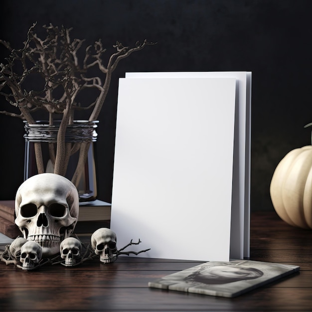 Halloween-Mock-up-Foto, zwei leere, hochwertige, ai-generierte Bilder