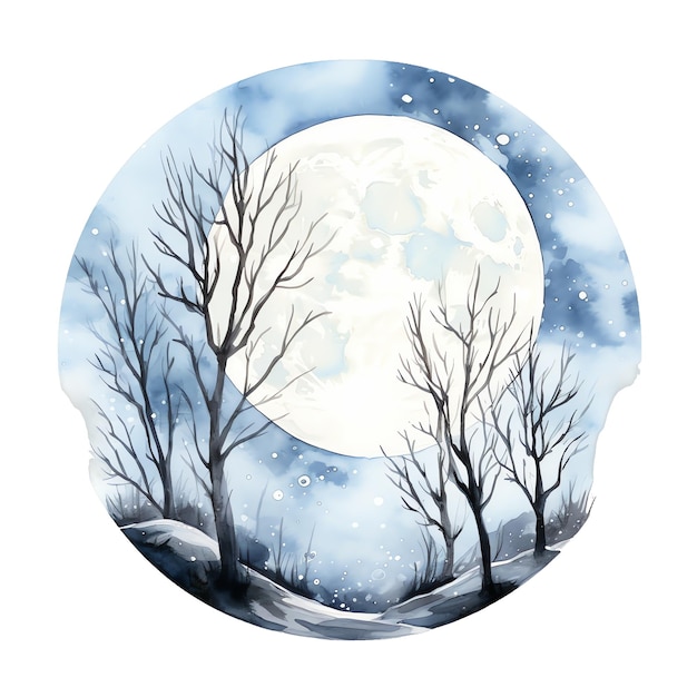 Halloween-Mond-Aquarell-Illustration Halloween-Clipart