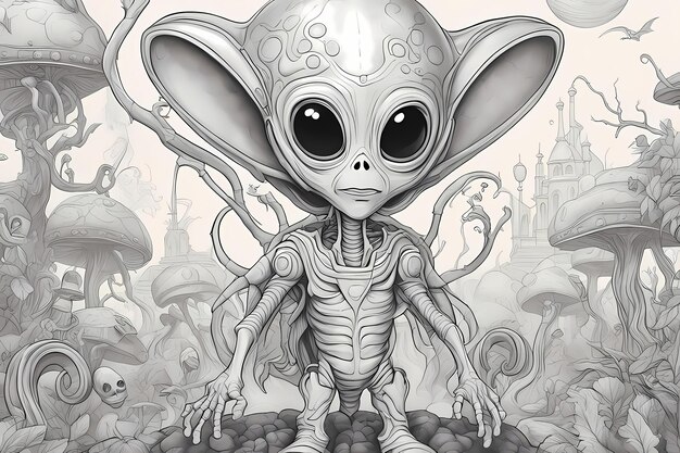 Halloween-Monster-Alien-Cartoon-Illustration ai generatives Bild