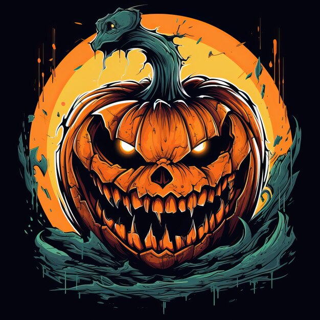 Foto halloween monstruo calabaza logotipo archivo de arte vectorial una calabaza negra con dientes afilados