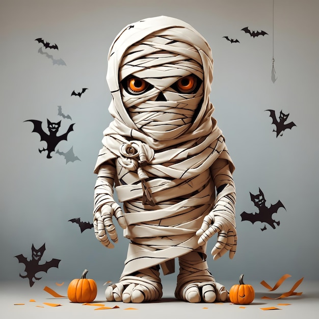 Halloween Mummy Flat Halloween Mummy Halloween Ilustración Disfraz de Halloween Fantasma AI Generativo