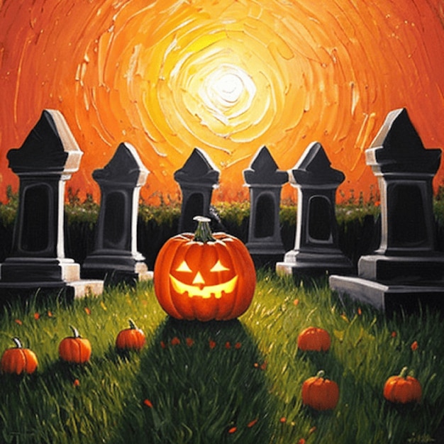 Halloween-Nacht auf dem Friedhof