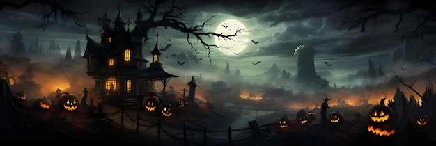 Halloween-Nacht gruselige Kürbis-Party-Banner-Illustration Hintergrund-Titelbild für soziale Medien