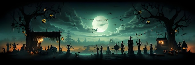 Halloween-Nacht gruseliges Kürbis-Banner-Illustrations-Titelfoto für soziale Medien und Website