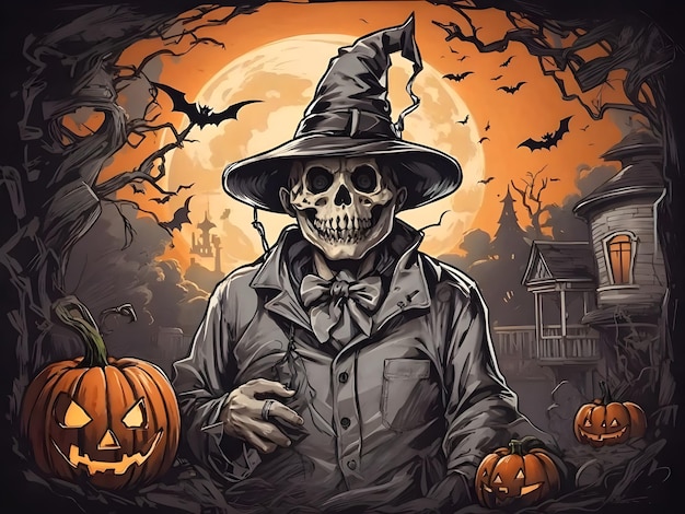 Halloween-Nacht-Hintergrund mit Spukhaus