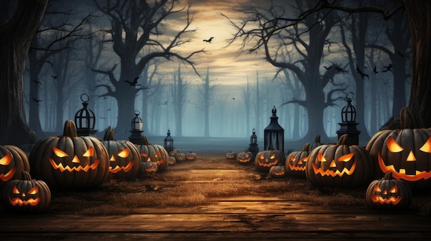 Halloween-Nacht in einer unheimlichen Illustration beleuchtet