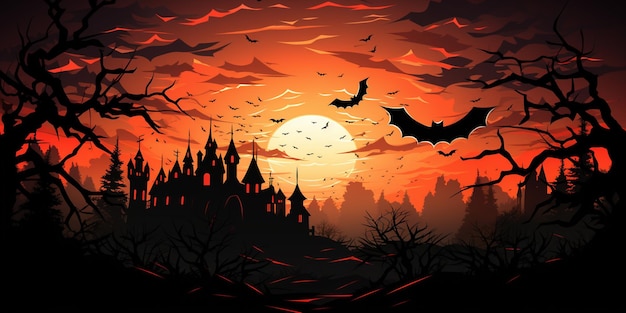 Halloween nahtloses Panorama mit Halloween-Silhouette der Apokalypse