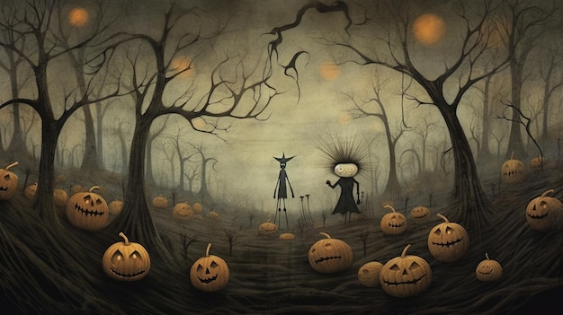 Halloween Night espeluznante Eerie Pumpkin Generative Ai