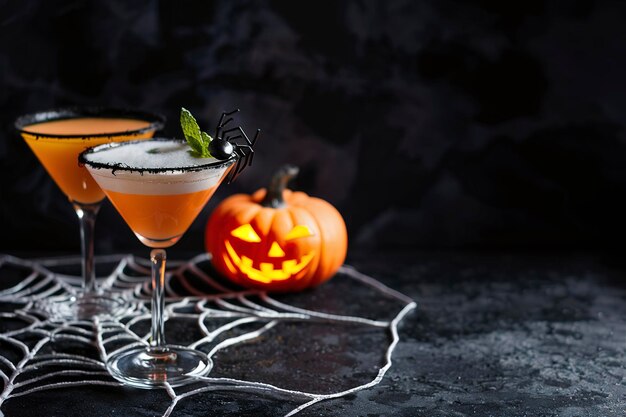 Halloween ou outono coquetel pumpkintini com martini de abóbora de borda preta