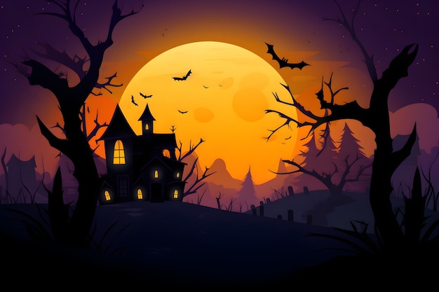 Halloween papel de parede uma colônia de morcegos com uma lua de sangue