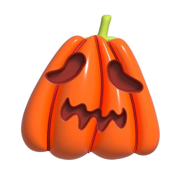 Foto halloween-realistisches 3d-orange-kürbis mit verängstigtem gesicht 3d-rendered-objekt designelement isoliert