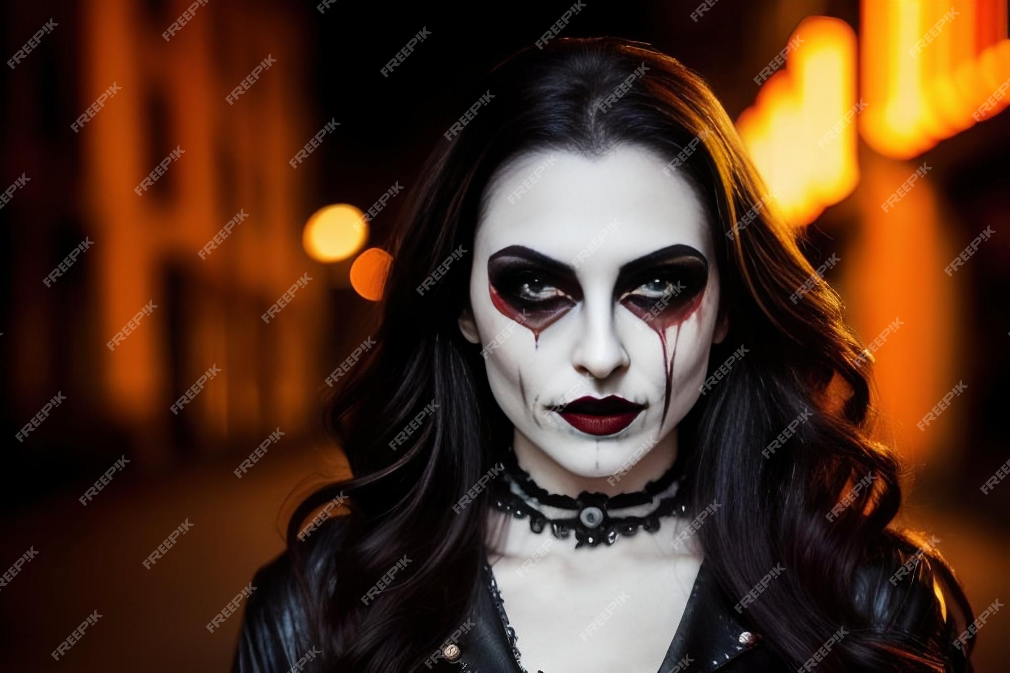 Foto de Menino Em Fantasia De Maquiagem De Vampiro De Halloween e