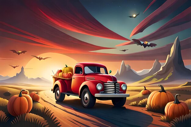 Halloween-roter LKW