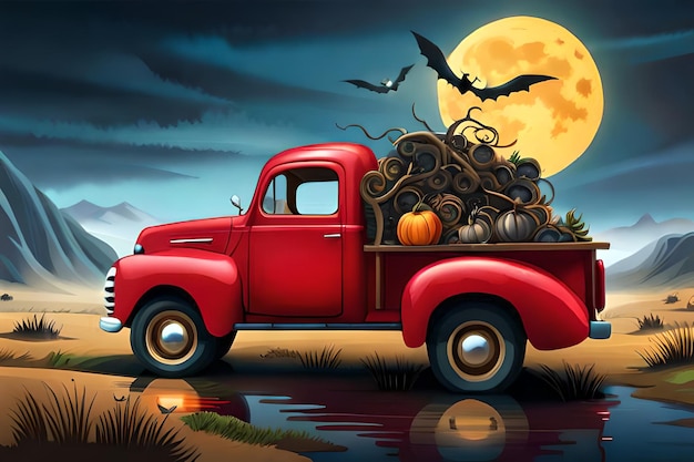 Halloween-roter LKW