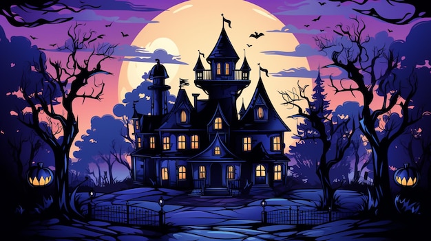 Halloween Scarry Octubre Halloween fondo ai generativo de dibujos animados de fantasía oscura