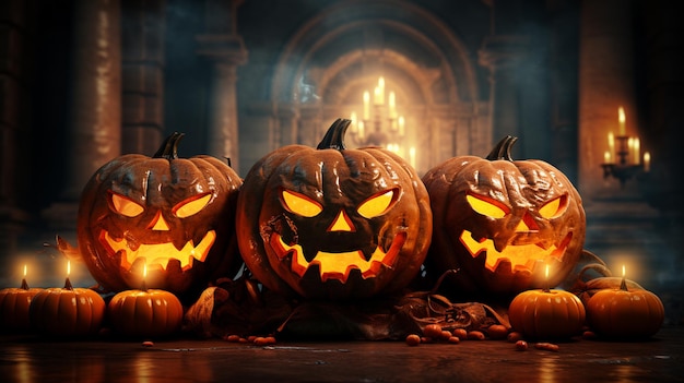 Halloween-Schädel, Halloween-Hintergrund, Kürbis