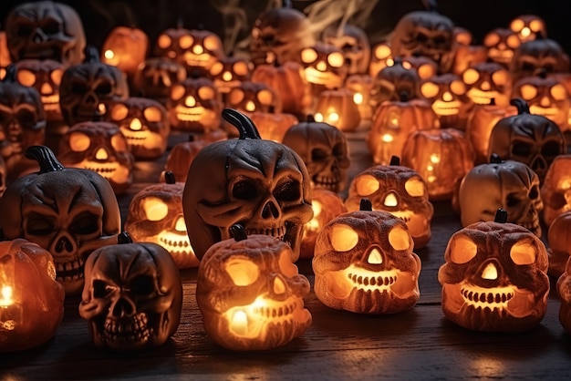 Halloween-Schädel und Kürbisse - gruselige und lustige Dekorationen