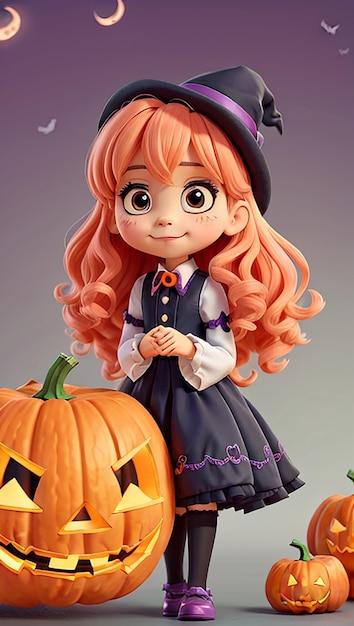 Halloween süße Mädchen 3D-Animation
