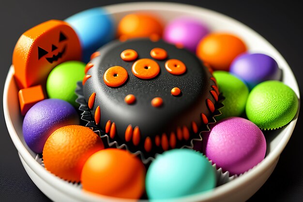 Halloween-Süßigkeiten-Plätzchen-Dessert-Gourmet-Happy-Time-Tapeten-Hintergrundillustration