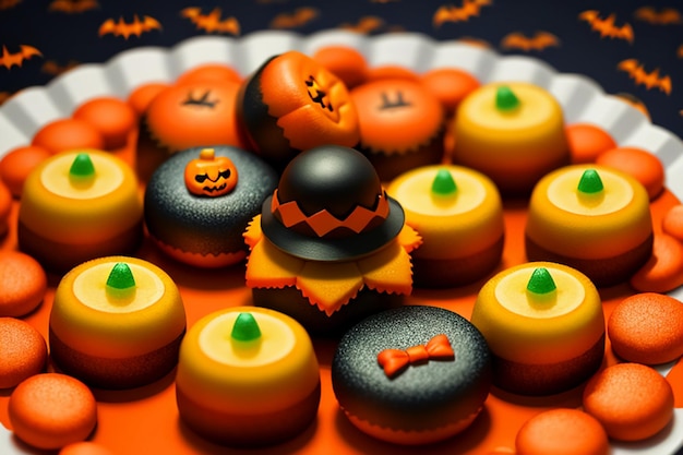 Foto halloween-süßigkeiten-plätzchen-dessert-gourmet-happy-time-tapeten-hintergrundillustration