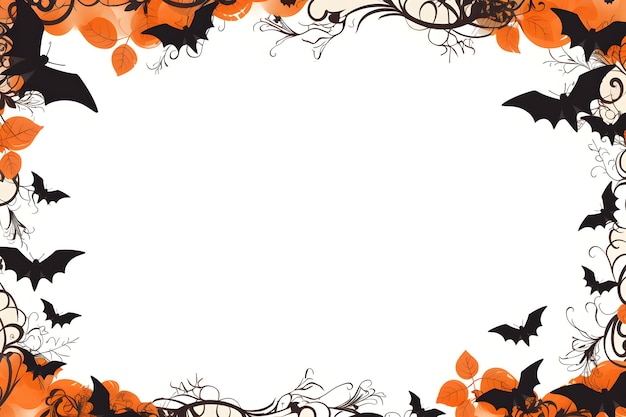 Halloween-Tag-Ornamentrahmen und Landing-Page-Vorlage, flaches Design auf isoliertem weißem Hintergrund