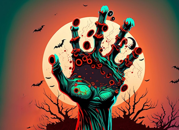 Halloween-Tapete mit Zombiehand