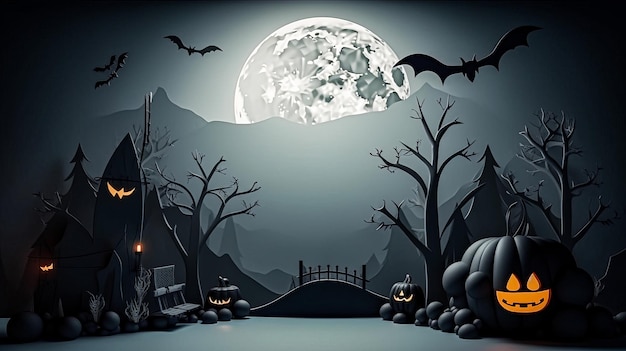 Halloween-Themaposter und leere Banner-Vorlage