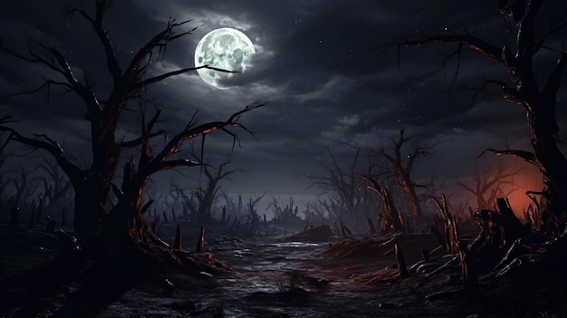 Halloween-Vollmond und unheimlicher Nachthimmel