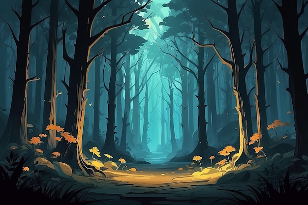 Foto halloween-wald-hintergrund-illustration ki-generativ