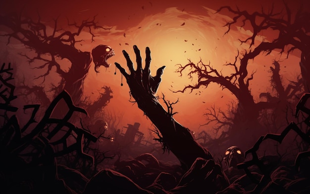 Halloween-Wallpapier mit Zombie-Hand