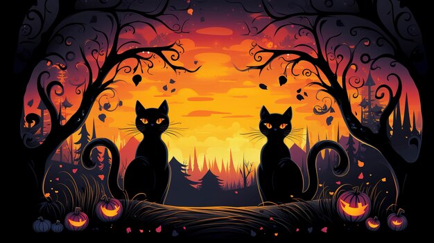 Foto halloween witchy cottagecore gatos pretos