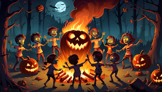 Foto halloween zombie kids (los niños zombies de halloween)