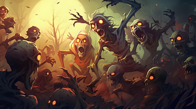 Foto halloween-zombie-monster-illustration für hintergrund oder tapete