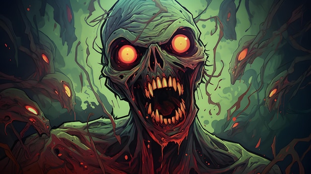 Halloween-Zombie-Monster-Illustration für Hintergrund oder Tapete