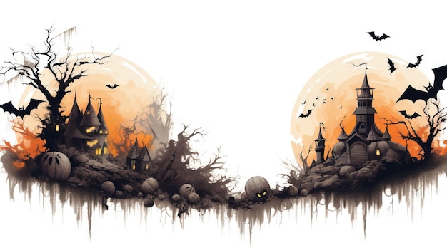 Halloweener Rahmen Holzrahmen Halloweener Illustration Ai generiert Hoch auflösung Halloween Illustration auf weißem Hintergrund