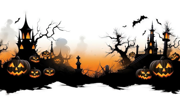 Halloweener Rahmen Holzrahmen Halloweener Illustration Ai generiert Hoch auflösung Halloween Illustration auf weißem Hintergrund