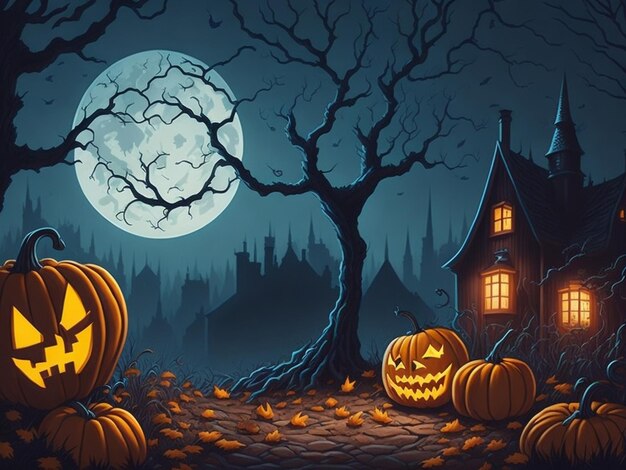 Halloweennacht mit Haunted Mansion Ai Generative