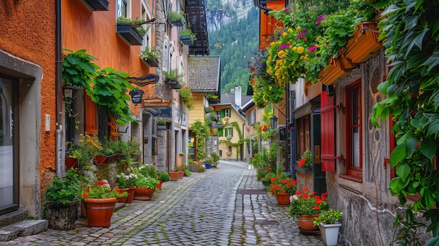 Hallstatts encantadora rua alpina