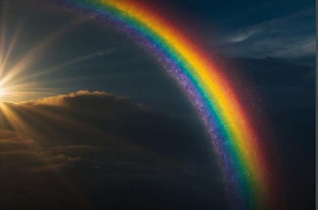 El halo del sol con el arco iris perfecto