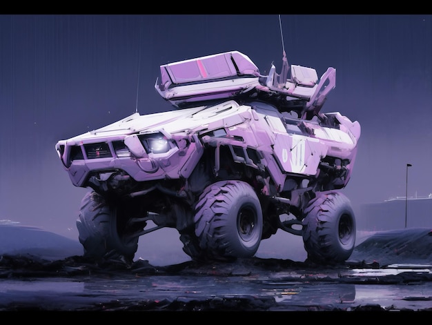 HaloInspired SciFi Jeep Um veículo blindado futurista com detalhes intrincados e design cinematográfico