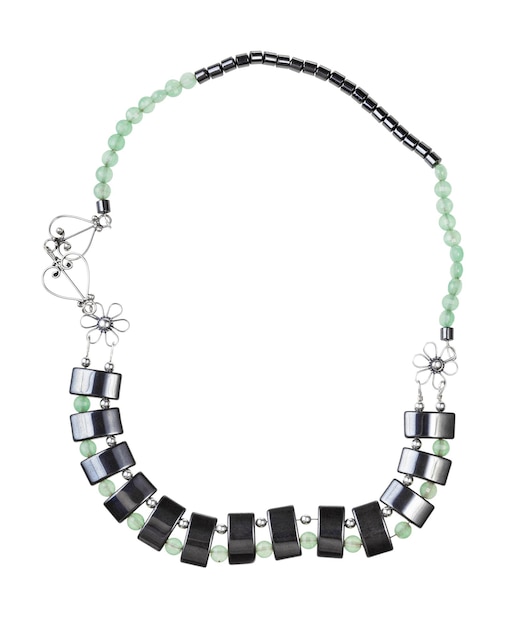 Halskette aus Jade-Hämatit und Silberperlen