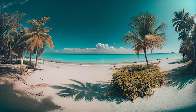 Hamaca en una playa tropical al atardecer generativo ai