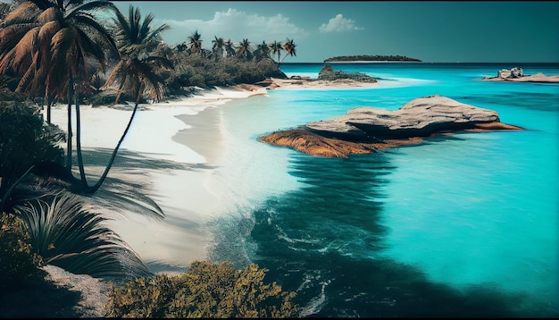 Foto hamaca en una playa tropical al atardecer generativo ai