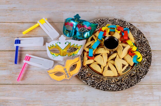 Foto hamans orelhas biscoitos para a celebração de purim feriado judaico carnaval