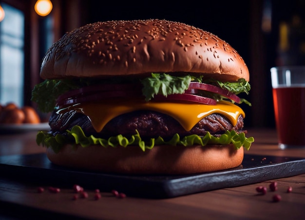 Hamburger auf einem Holztisch