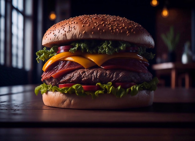 Hamburger auf einem Holztisch